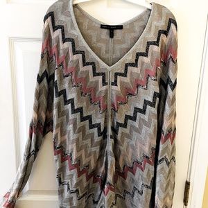 Women's White House Black Market V-Neck Chevron Sweater XL